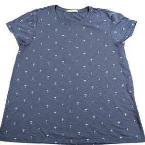 Marine Layer T Shirt Women's Medium Blue with Palm Tree Print